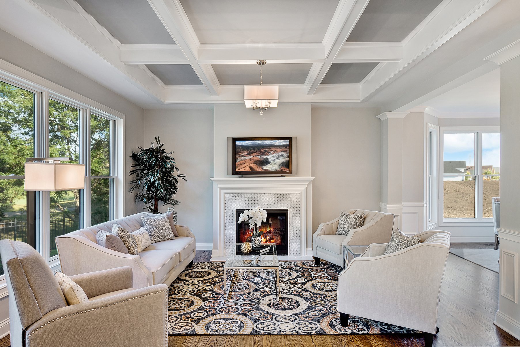 Family room in light colored home